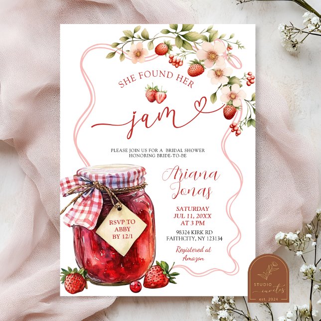 Invitation Fête de mariage Coquette Strawberry Summer Jam (Créateur téléchargé)