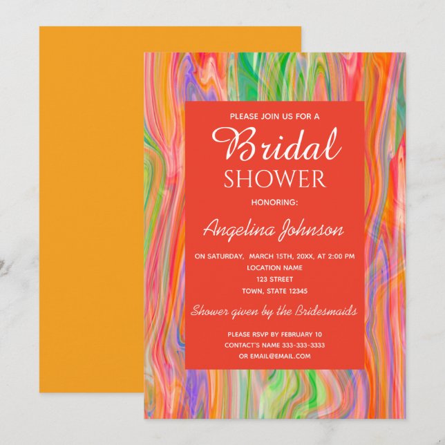 Invitation Fête de mariage corail (Devant / Derrière)