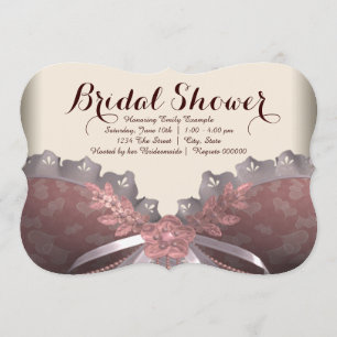 Invitation Fête de mariage corset rose et marron