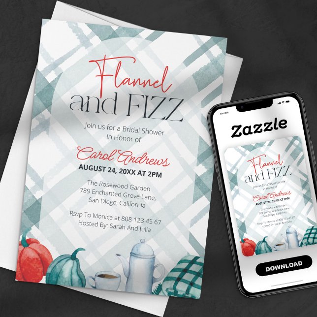 Invitation Fête de mariage cosy Flannelle & Fizz (Créateur téléchargé)