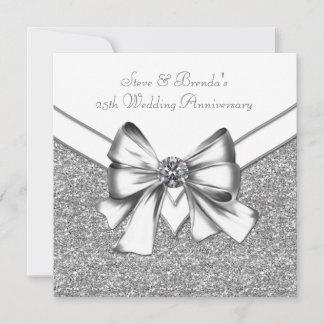 Invitation Fête de mariage de 25 ans Glitter Silver