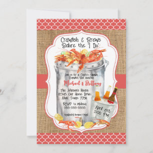 Invitation Fête de mariage de couple avec ébullition d'écrevi