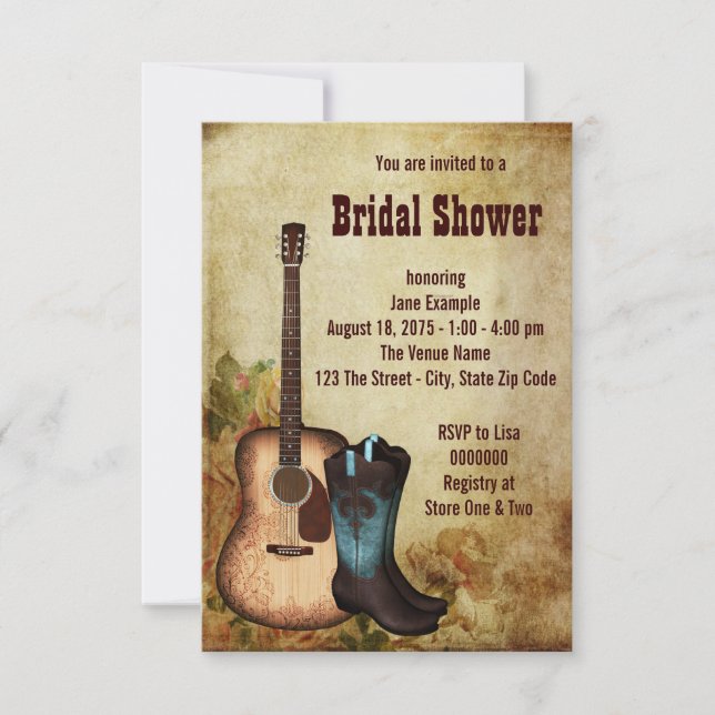 Invitation Fête de Mariage de Cowgirl Rustique (Devant)