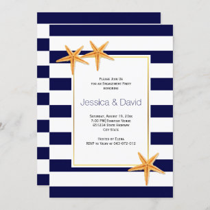 Invitation Fête de mariage de plage Starfish & strié