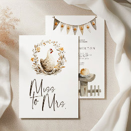 Invitation Fête de Mariage de Poule de Ferme de Mademoiselle