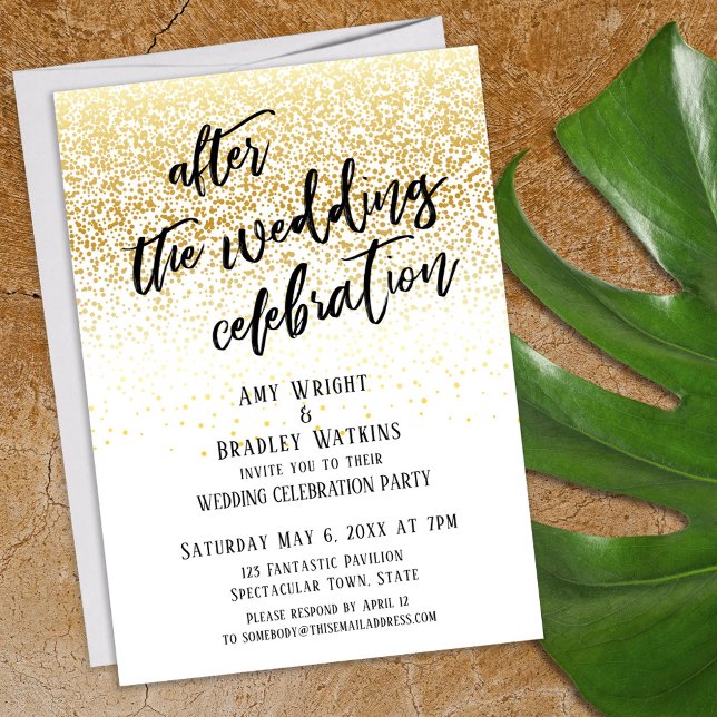 Invitation Fête de mariage décontractée confettis dorés (Créateur téléchargé)