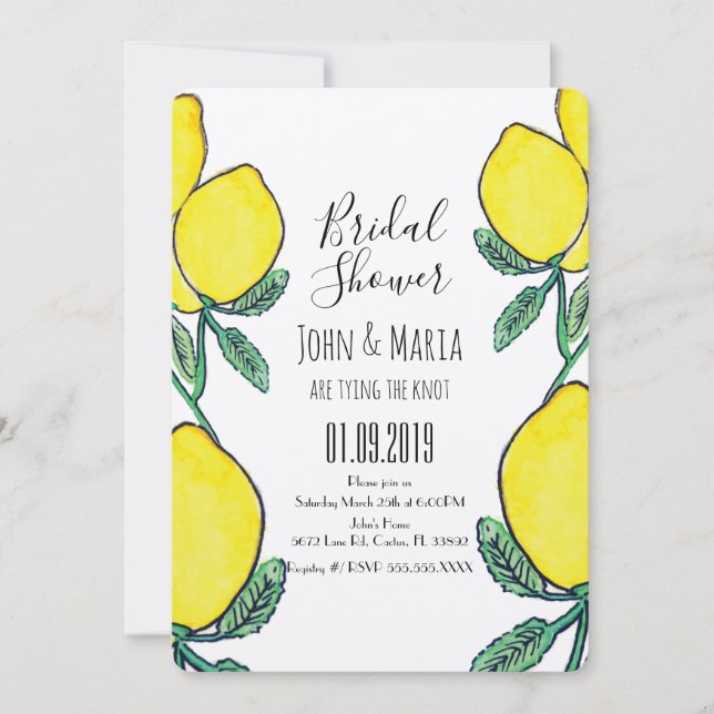 Invitation Fête de mariage dessinée à la main à l'aquarelle v (Devant)