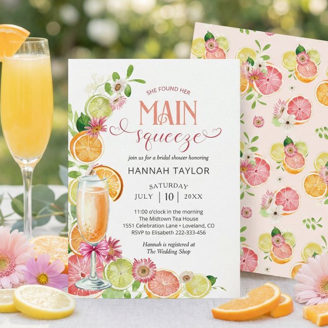 Invitation Fête de mariage d'été Main Squeeze Citrus (Créateur téléchargé)