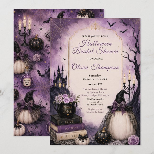 Invitation Fête de mariage d'Halloween (Devant / Derrière)