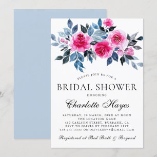 Invitation Fête de mariage élégante à l'aquarelle florale ros