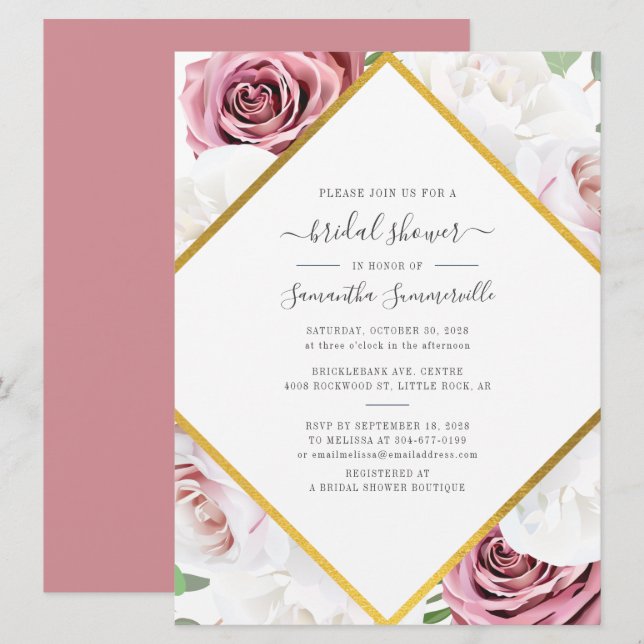 Invitation Fête de mariage élégante avec écriture florale bot (Devant / Derrière)
