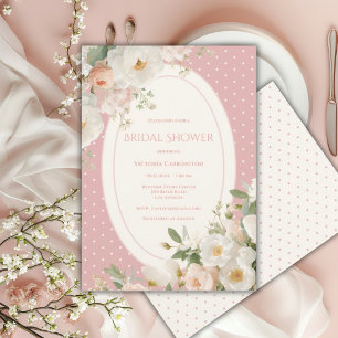 Invitation Fête de mariage élégante avec pois roses et fleurs