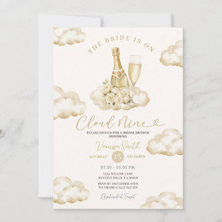 Invitation Fête de mariage élégante Champagne Cloud 9