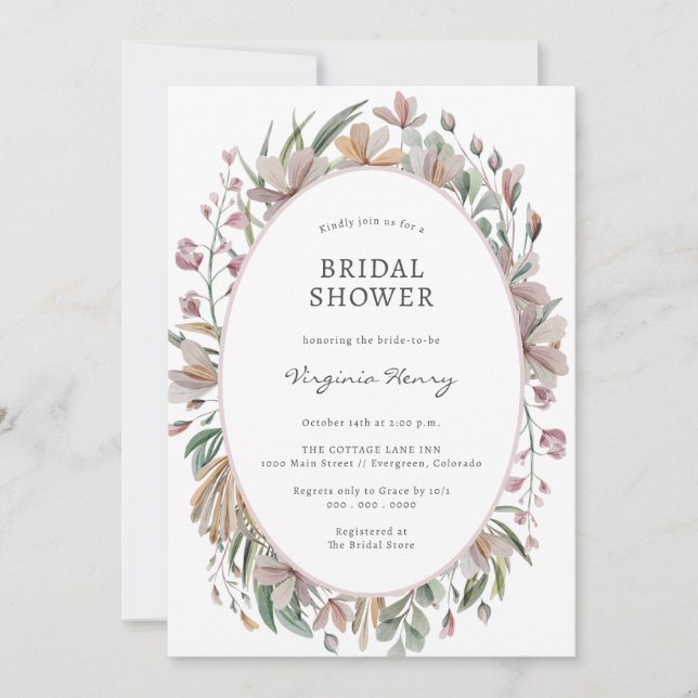 Invitation Fête de mariage élégante et botanique (Devant)