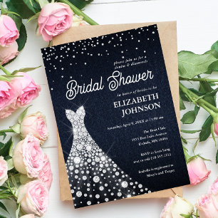 Invitation Fête de Mariage Élégante et Moderne en Denim et Di