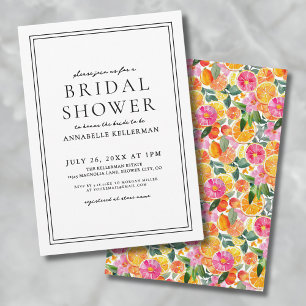 Invitation Fête de mariage élégante florale et citronnée