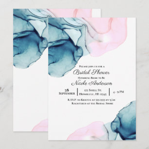 Invitation Fête de mariage élégante moderne sarcelle rose éth
