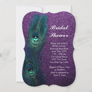 Invitation Fête de mariage élégante paon bleu sarcelle violet