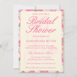 Invitation Fête de mariage élégante rose saumon et floral ivo
