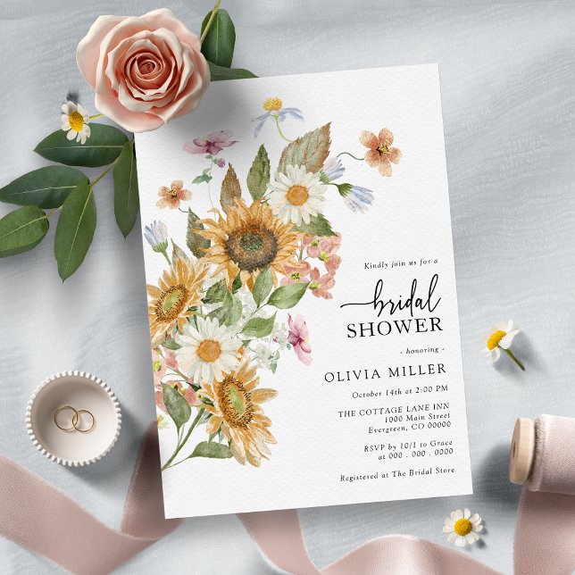 Invitation Fête de mariage élégante Tournesol (Créateur téléchargé)