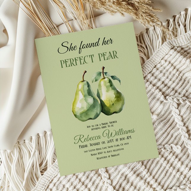 Invitation Fête de mariage élégante verte avec fruit parfait  (Créateur téléchargé)