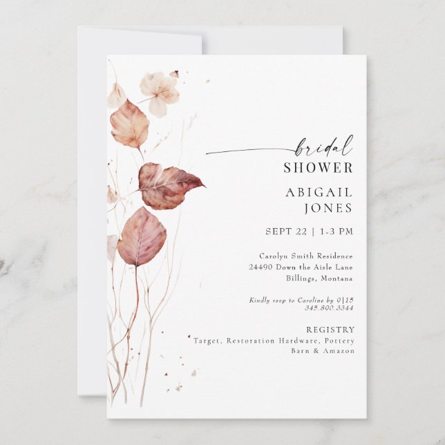 Invitation Fête de mariage en automne  (Devant)