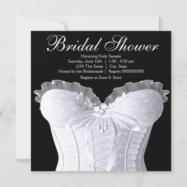 Invitation Fête de mariage en damassé avec corset blanc (Devant)