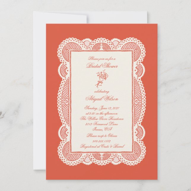 Invitation Fête de mariage en dentelle de papier  (Devant)