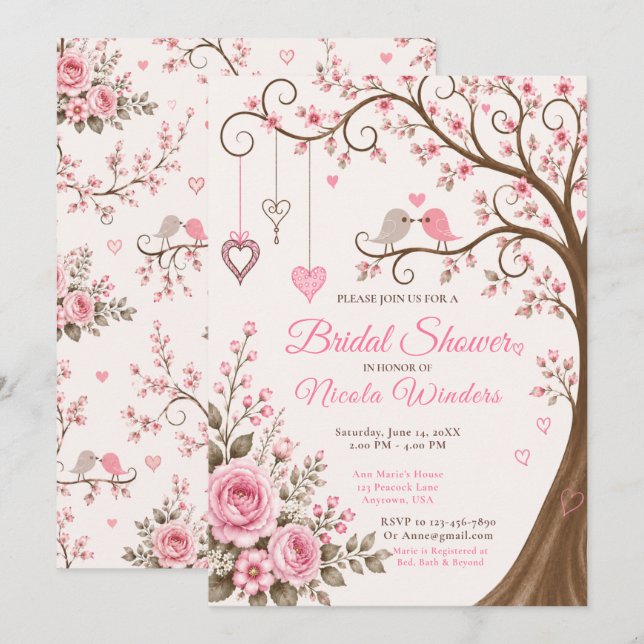 Invitation Fête de Mariage en Fleurs (Devant / Derrière)