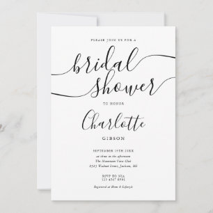 Invitation Fête de mariage en noir et blanc avec script de si