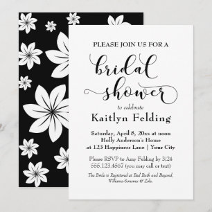 Invitation Fête de mariage en noir et blanc avec typographie 