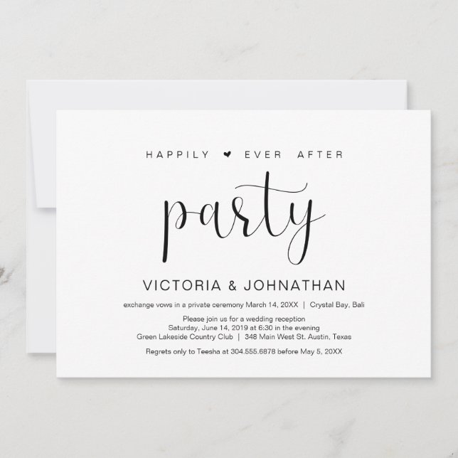 Invitation Fête de mariage en toute intimité et simplicité, M (Devant)