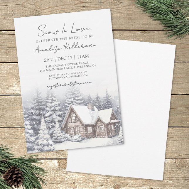 Invitation Fête de mariage enneigée d'hiver (Winter Snow Bridal Shower Invitation)