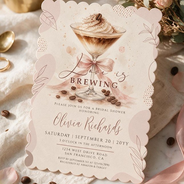 Invitation Fête de Mariage Espresso Martini L'Amour se Prépar (Créateur téléchargé)