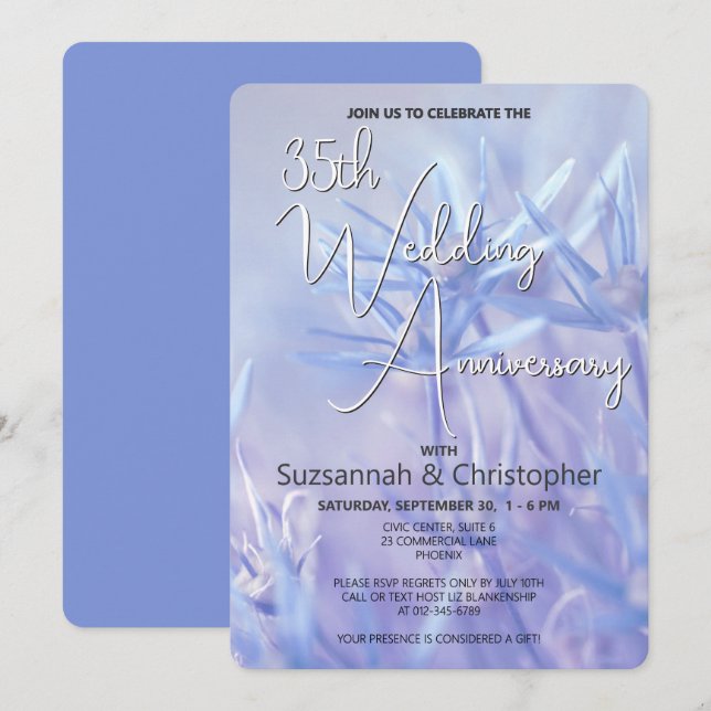 Invitation Fête de mariage et d'anniversaire de mariage au fl (Devant / Derrière)