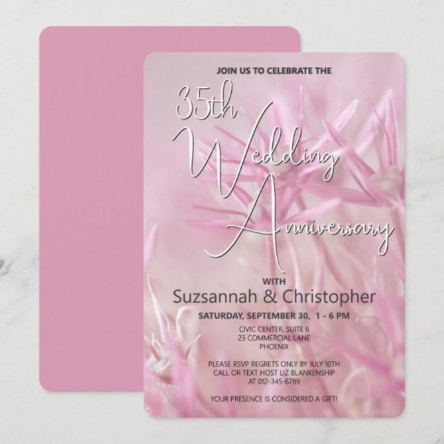 Invitation Fête de mariage et d'anniversaire de mariage aux f (Devant / Derrière)