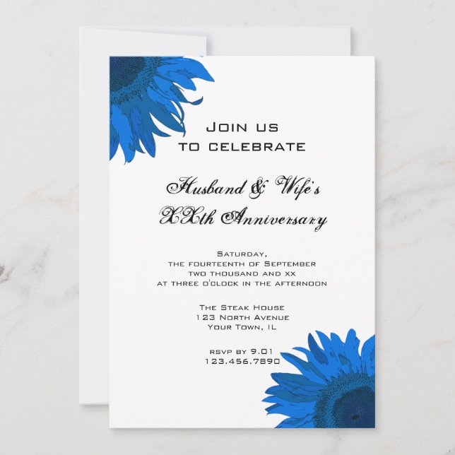 Invitation Fête de mariage et d'anniversaire de mariage Fleur (Devant)