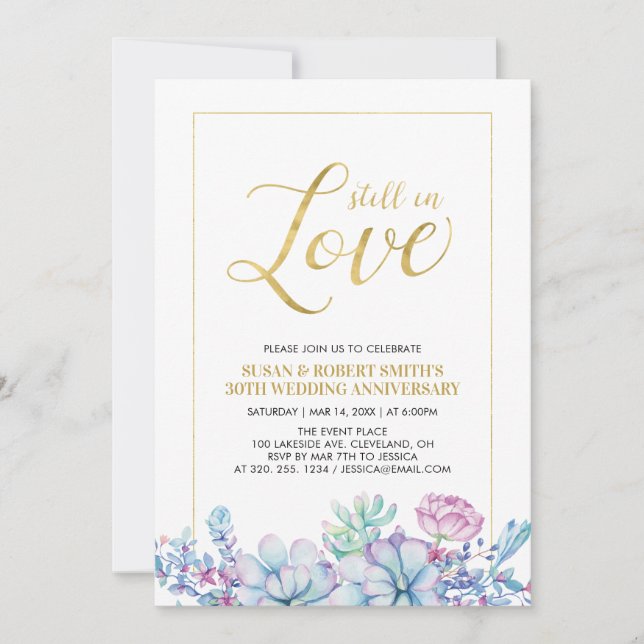Invitation Fête de mariage et d'anniversaire de mariage Fleur (Devant)