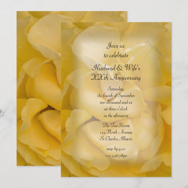 Invitation Fête de mariage et d'anniversaire de mariage Rose  (Devant / Derrière)