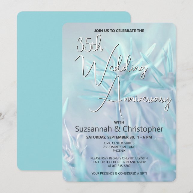 Invitation Fête de mariage et d'anniversaire de mariage Teal  (Devant / Derrière)