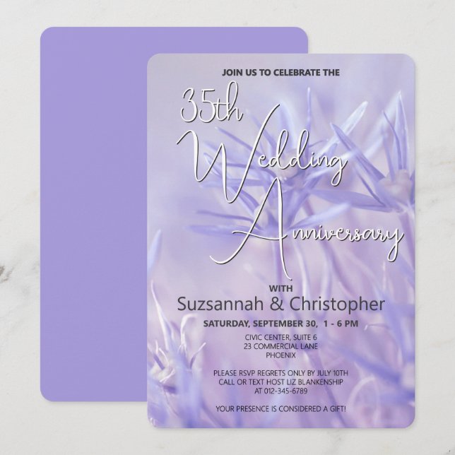 Invitation Fête de mariage et d'anniversaire de mariage Viole (Devant / Derrière)