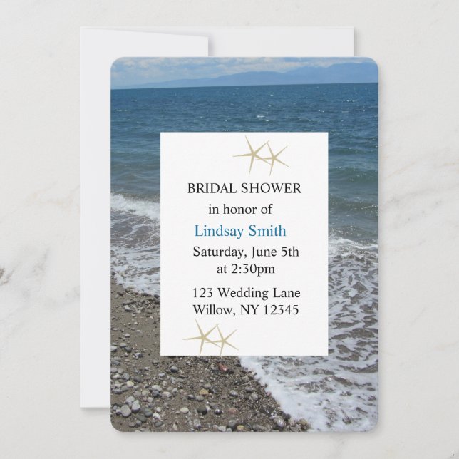 Invitation Fête de mariage étoile de mer et océan (Devant)