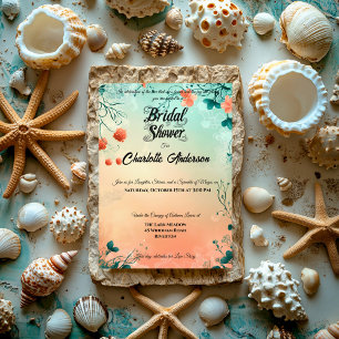 Invitation Fête de mariage fantaisiste aux fleurs corail et s
