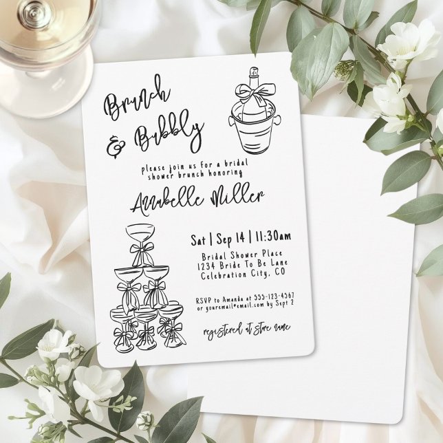 Invitation Fête de Mariage Fantaisiste Dessinée à la Main (Hand Drawn Whimsical Bridal Shower Invitation)