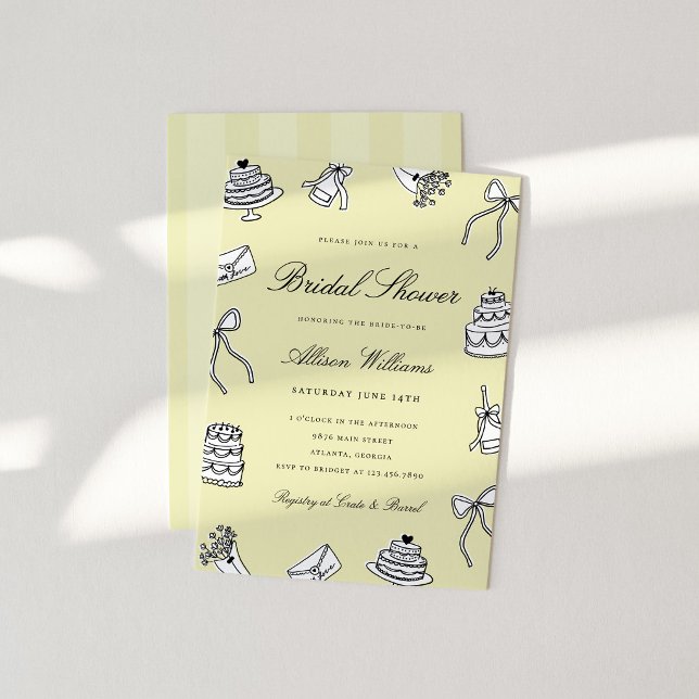 Invitation Fête de mariage fantaisiste dessinée à la main (Créateur téléchargé)