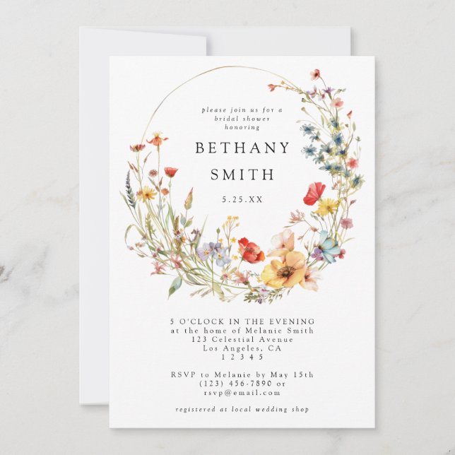 Invitation Fête de mariage fantaisiste Wildflower (Devant)