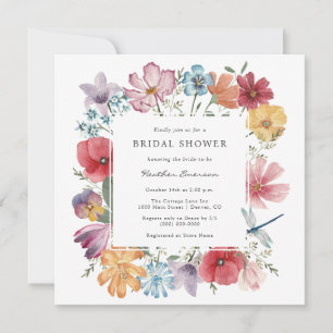 Invitation Fête de Mariage Fleurs Colorées