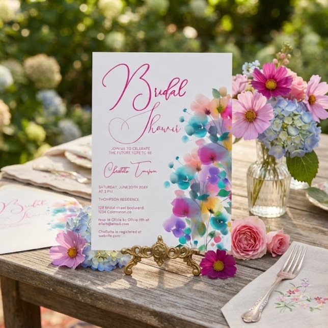 Invitation Fête de mariage Fleurs Colorées (Créateur téléchargé)
