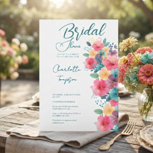 Invitation Fête de mariage Fleurs Colorées