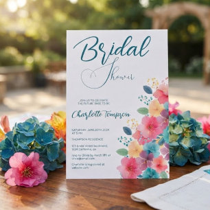 Invitation Fête de mariage Fleurs Colorées